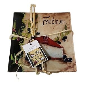 Set Of (4) Assorted Glass Cheese Plates 6x6 BY PRIMA DESIGNS New With tags